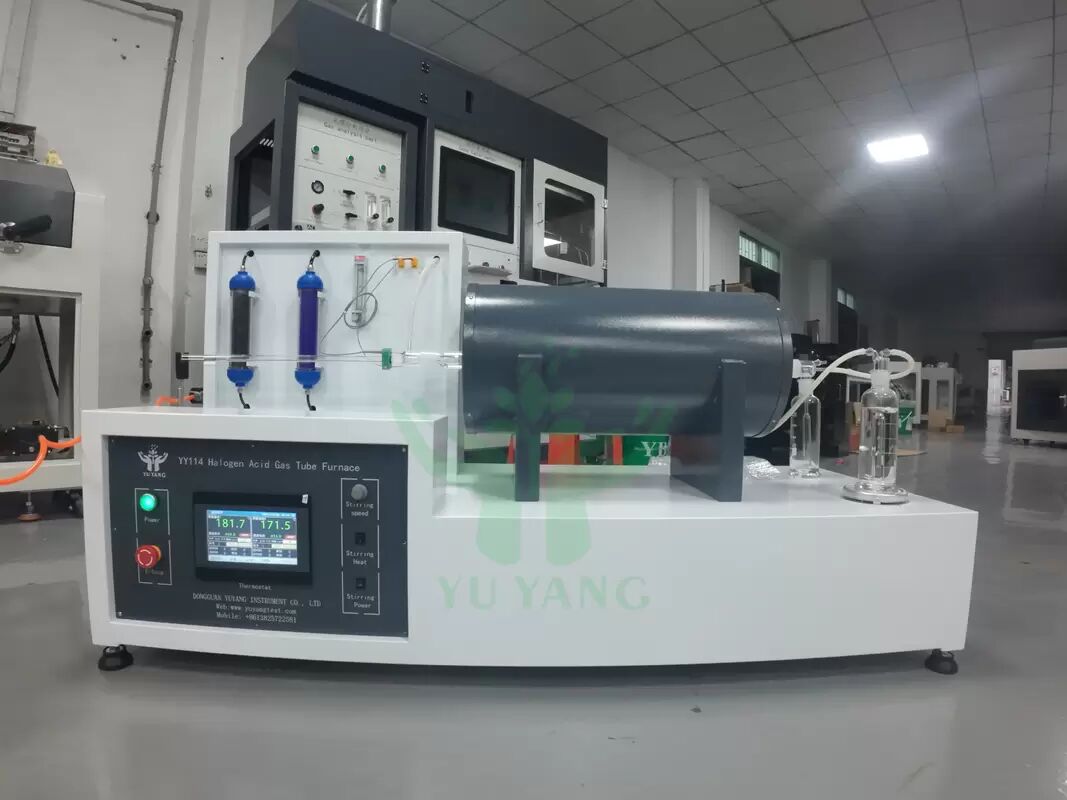 Halojen Asit Gazı Kablo Yanma Aşındırıcılık Test Cihazı, PH İletkenlik Ölçüm Sistemi ile, IEC 60754'e Uygun, Paslanmaz Çelik Bağlantı Elemanları ve Ayarlanabilir Elektrik Sistemleri Özellikli