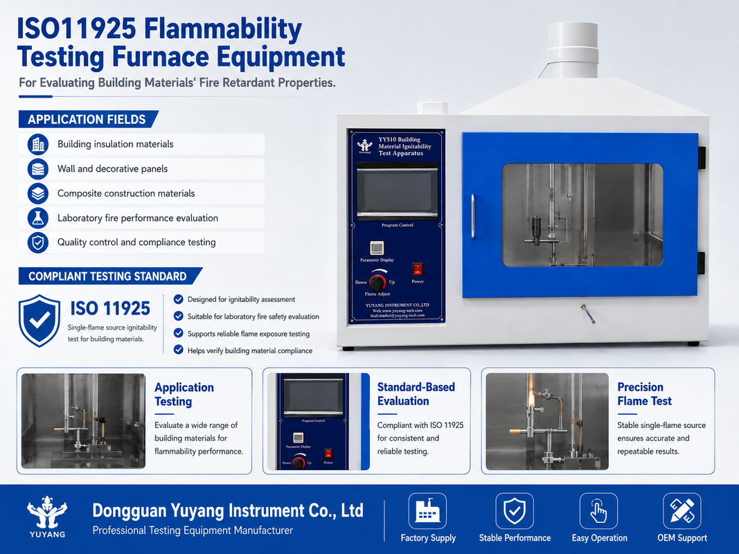 İnşaat malzemelerinin yanıcılık testi ISO11925 Yanma performansını değerlendirmek için yangın testi fırını