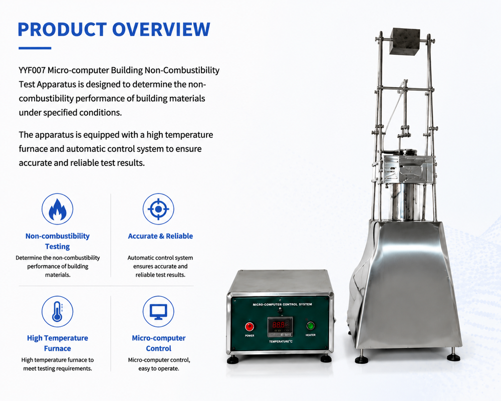 EN ISO 1182 Uyumlu Mikro-bilgisayar Kontrolü 1600°C ısı direnci ile yanmazlık test cihazı